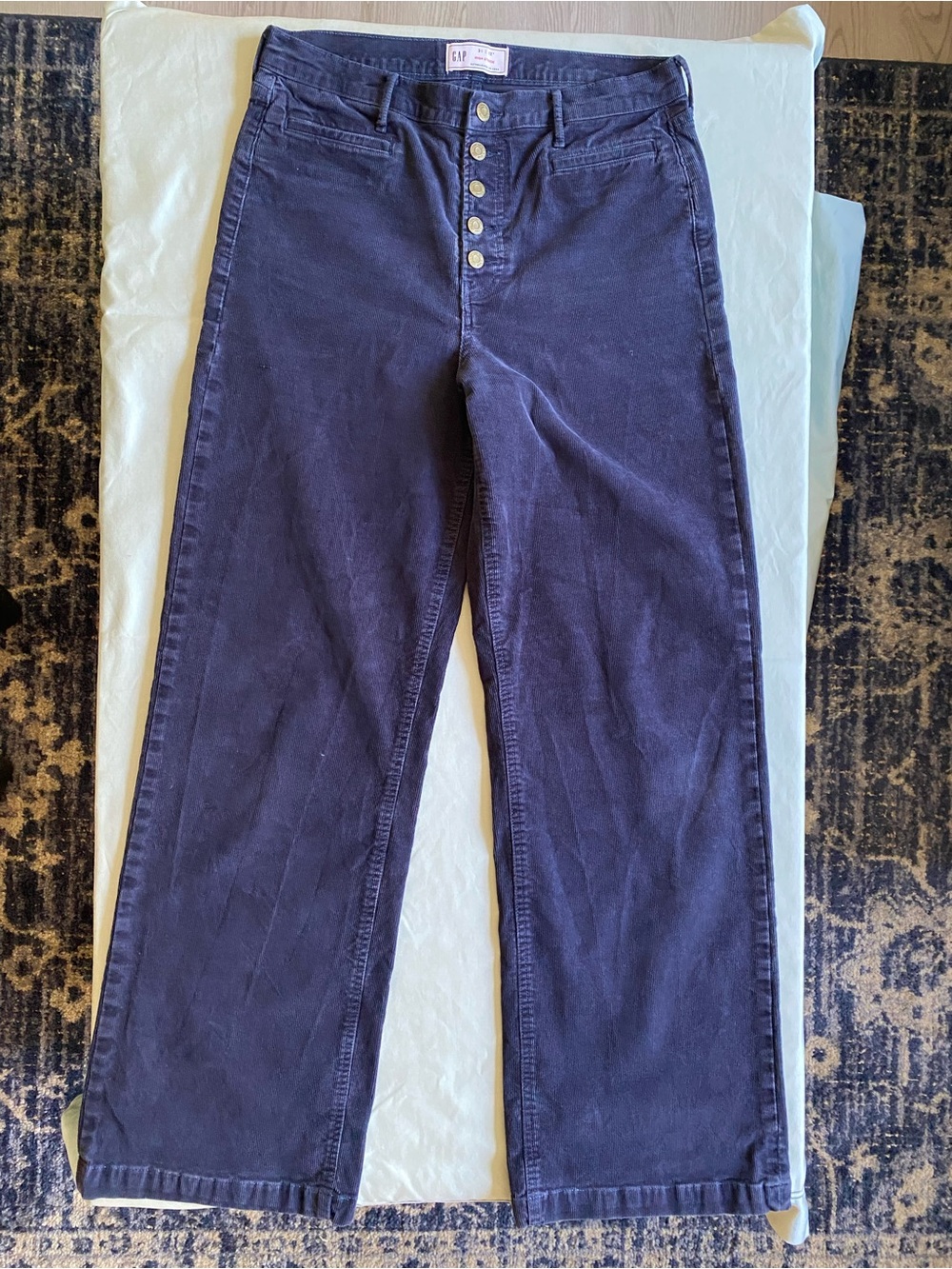 GAP Dark Navy Wide Leg Corduroy Pants with Button Fly - Tall